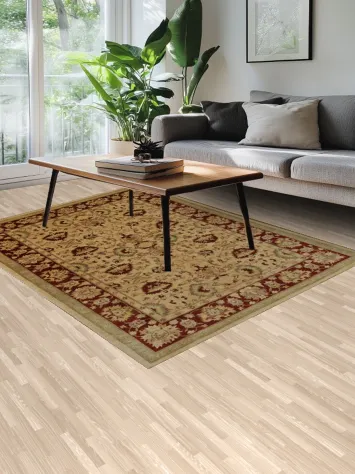 Classic Beige and Maroon Peshawar Oriental Area Rug 6x8