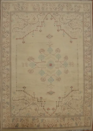 Luxury Handcrafted Beige Oushak Oriental Area Rug 9x13