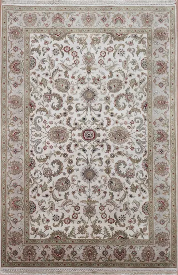 Elegant Floral-Inspired Agra Oriental Area Rug 6x9