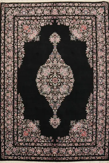 Exquisite Black Floral Medallion Aubusson Chinese Area Rug 6x9
