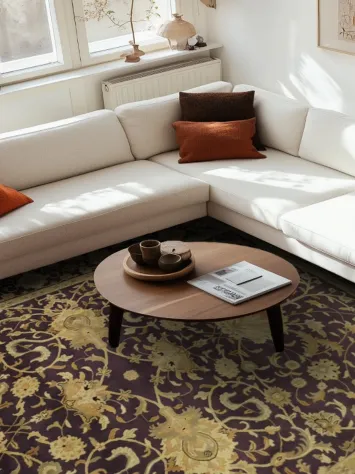 Elegant Purple and Gold Agra Oriental Large Rug 10x14