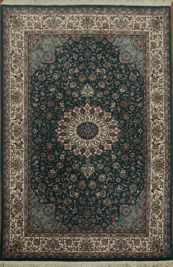 Luxurious Teal Green Traditional Aubusson Chinese Area Rug 6x9