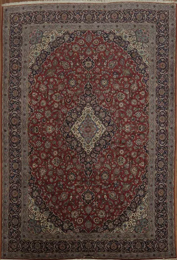 Luxurious Hand-Knotted Kashan Persian Large Rug 11x16