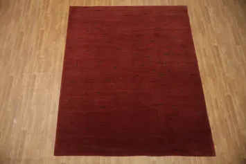 Deep Red Elegance: Gabbeh Oriental Area Rug 8x10