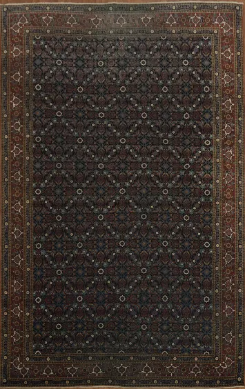 Masterpiece Pre-1900 Antique Vegetable Dye Yazd Persian Rug 11x17