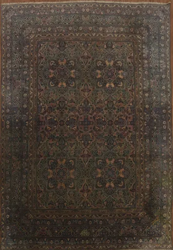 Pre-1900 Antique Vegetable Dye Kerman Ravar Persian Large Rug 13x19