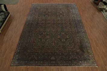 Pre-1900 Antique Vegetable Dye Kerman Ravar Persian Large Rug 13x19