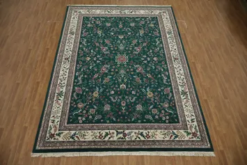 Lush Green Floral Agra Oriental Large Rug 10x14