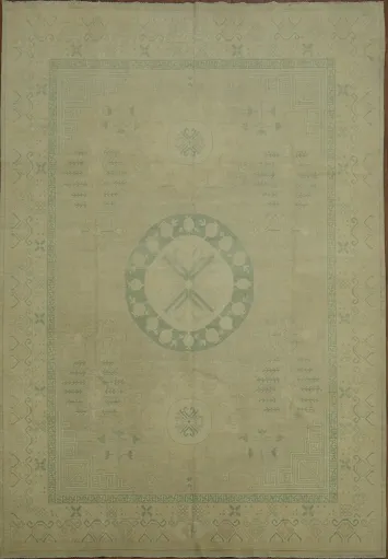 Graceful Geometric Pastel Vegetable Dye Khotan Oriental Area Rug 9x13