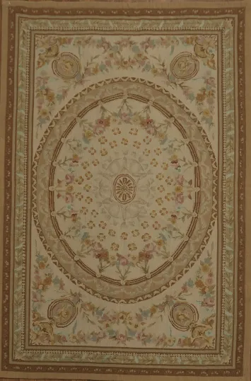 Floral Aubusson Tapestry Needlepoint Chinese Rug 4x6