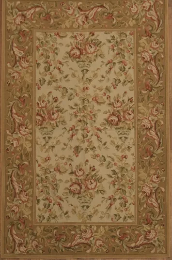 Floral Aubusson Tapestry Needlepoint Chinese Rug 4x6