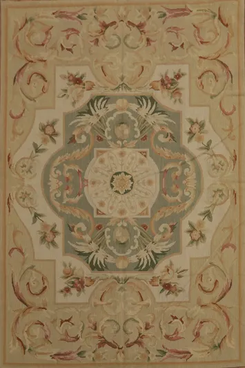 Exquisite Medallion Design Aubusson Tapestries Rug for Timeless Elegance 4x6