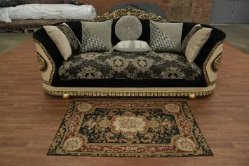 Floral Black Aubusson Tapestries Chinese Rug 3x5