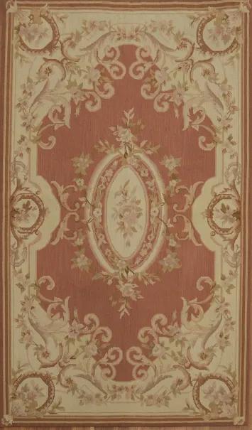 Aubusson Tapestries Rose Chinese Rug 3x5