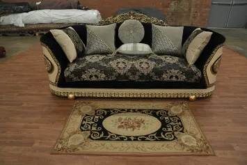 Classic Floral Black Aubusson Elegance Rug with Intricate Scrollwork 3x5