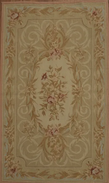 Elegant Floral Swirls Aubusson Tapestries Chinese Rug 3x5