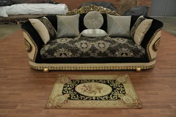 Victorian Style Aubusson Rug with Ornate Black Border Design 3x4