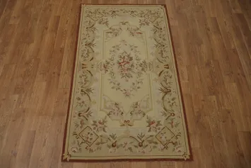 Floral Beige Aubusson Tapestries Chinese Rug 3x4