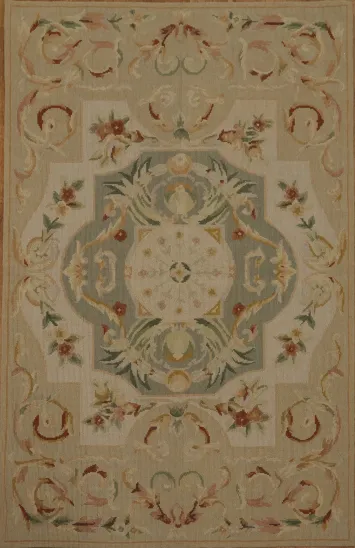 Timeless Victorian Motif Aubusson Tapestries Chinese Rug 3x4
