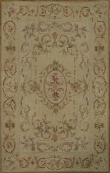 Elegant Floral Aubusson Tapestries Chinese Rug 2x3