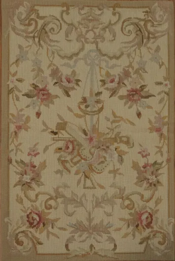 Elegant Floral Aubusson Tapestries Chinese Rug 2x3