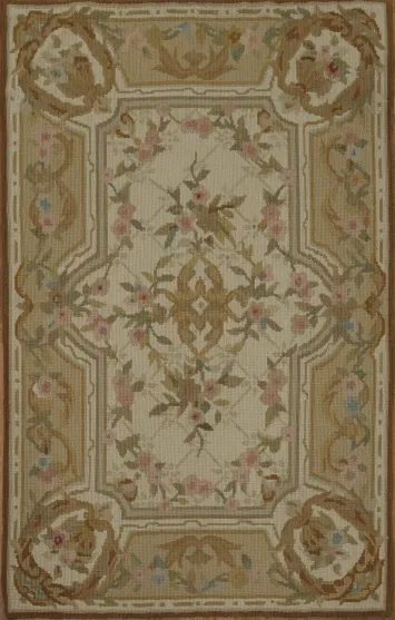 Vintage-Inspired Beige Aubusson Tapestries Chinese Rug 2x3