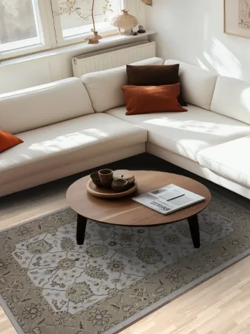 Sophisticated Neutral Sumak Oriental Area Rug 5x8