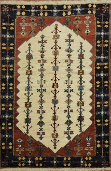 Elegant Handmade Tribal Vegetable Dye Gabbeh Persian Rug 4x7