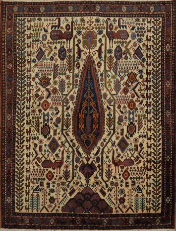 Vibrant Trible Vegetables Dye 4x6 Shiraz Persian Rug 4x6