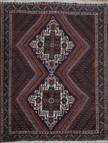 Handcrafted Geometric Tribal Vegetable Dye Afsher Persian Rug 5x7