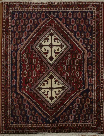 Timeless Geometric Pattern Vegetable Dye Sirjan Persian Rug 4x6