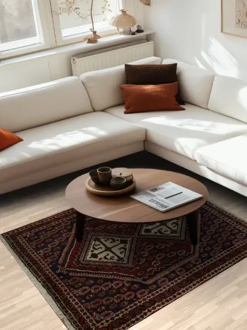 Timeless Geometric Pattern Vegetable Dye Sirjan Persian Rug 4x6