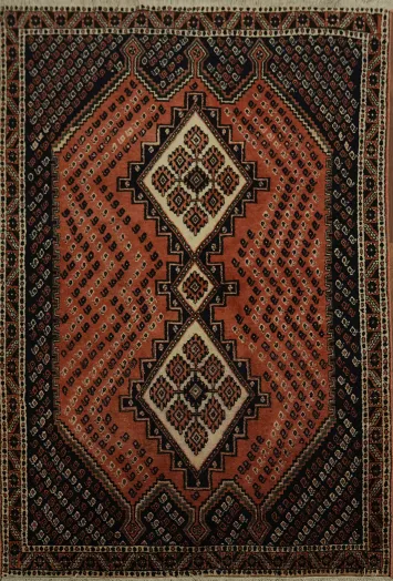 Exquisite Geometric Vegetable Dye Sirjan Persian Rug 4x6