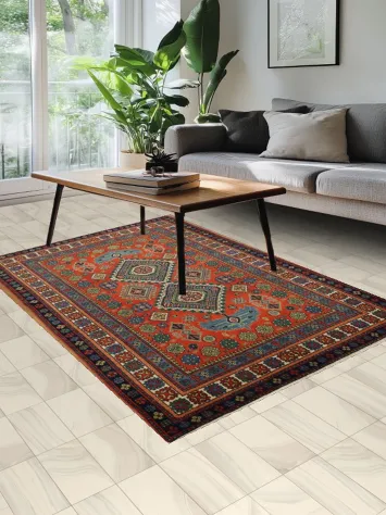 Elegant Red Tribal Vegetable Dye Yalameh Persian Rug 5x7