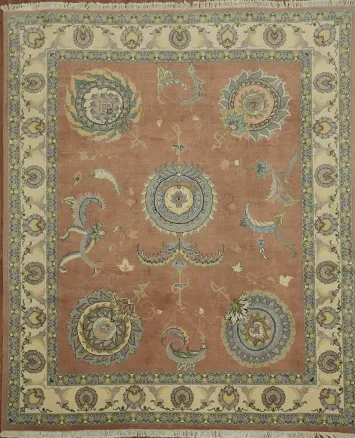 Elegant Terra Cotta Tabriz Persian Area Rug 8x10