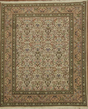 Animal Pictorial Border Tabriz Persian Area Rug 8x10