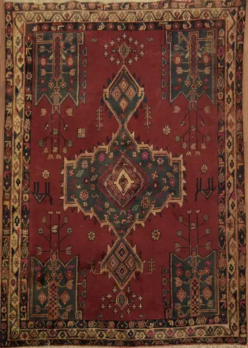 Vintage Geometric Tribal Sirjan Persian Area Rug 5x8
