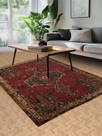 Vintage Geometric Tribal Sirjan Persian Area Rug 5x8