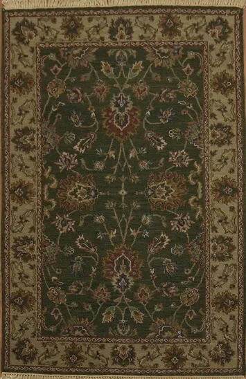 Intricately Patterned Green Sumak Oriental Rug 4x6