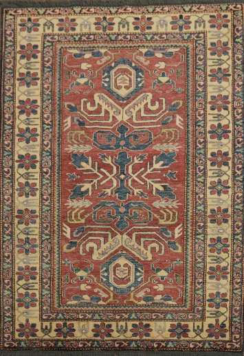 Authentic Oriental Vegetable Dye Super Kazak Oriental Rug 4x6