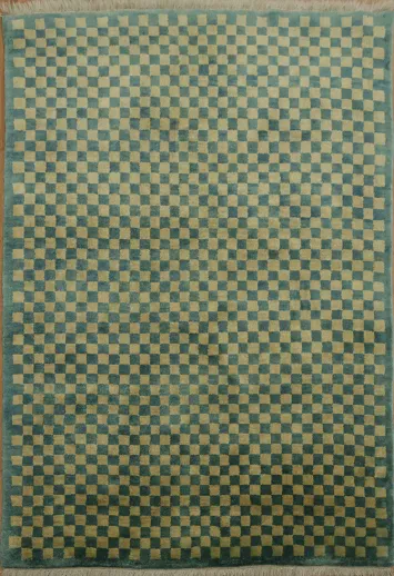 Elegant Checkered Gabbeh Persian Rug 4x6