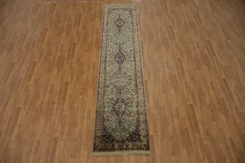 Elegant Floral Green Runner Rug with Vintage Persian Design 3x12