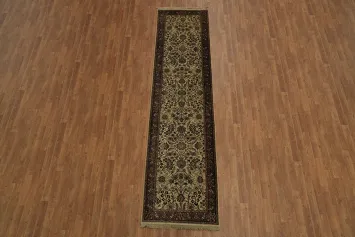 Elegant Beige Kashan Oriental Runner Rug 3x11