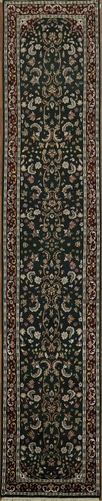 Elegant Black Kashan Oriental Runner Rug 2x12