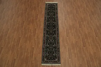 Elegant Black Kashan Oriental Runner Rug 2x12