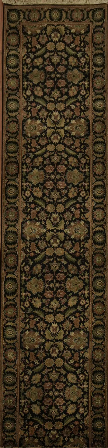 Exquisite Floral Elegance: Agra Oriental Runner Rug 3x14