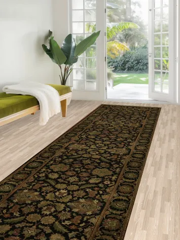 Exquisite Floral Elegance: Agra Oriental Runner Rug 3x14