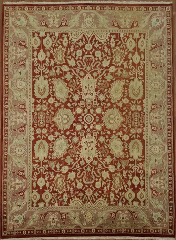 Exquisite Deep Rust Red and Beige Jaipur Rug with Classic Ornate Floral Patterns 9x12
