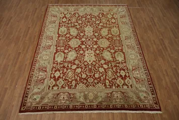Exquisite Deep Rust Red and Beige Jaipur Rug with Classic Ornate Floral Patterns 9x12