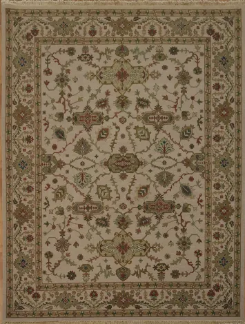 Luxurious Floral Beige Sumak Knit Rug Creating a Warm Ambiance in Any Room 9x12